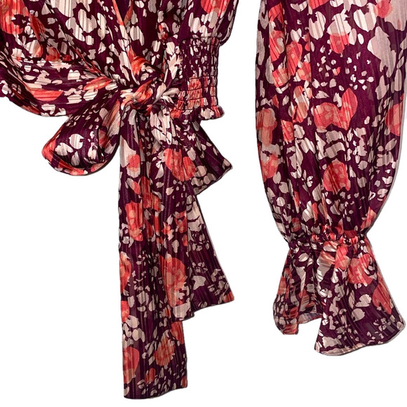 Ramy Brook Melody Floral Wrap Blouse Medium NWT Boho Chiffon - Picture 10 of 15